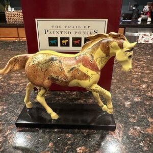 Trail of Painted Ponies Yellow and Brown Horse Sculpture
